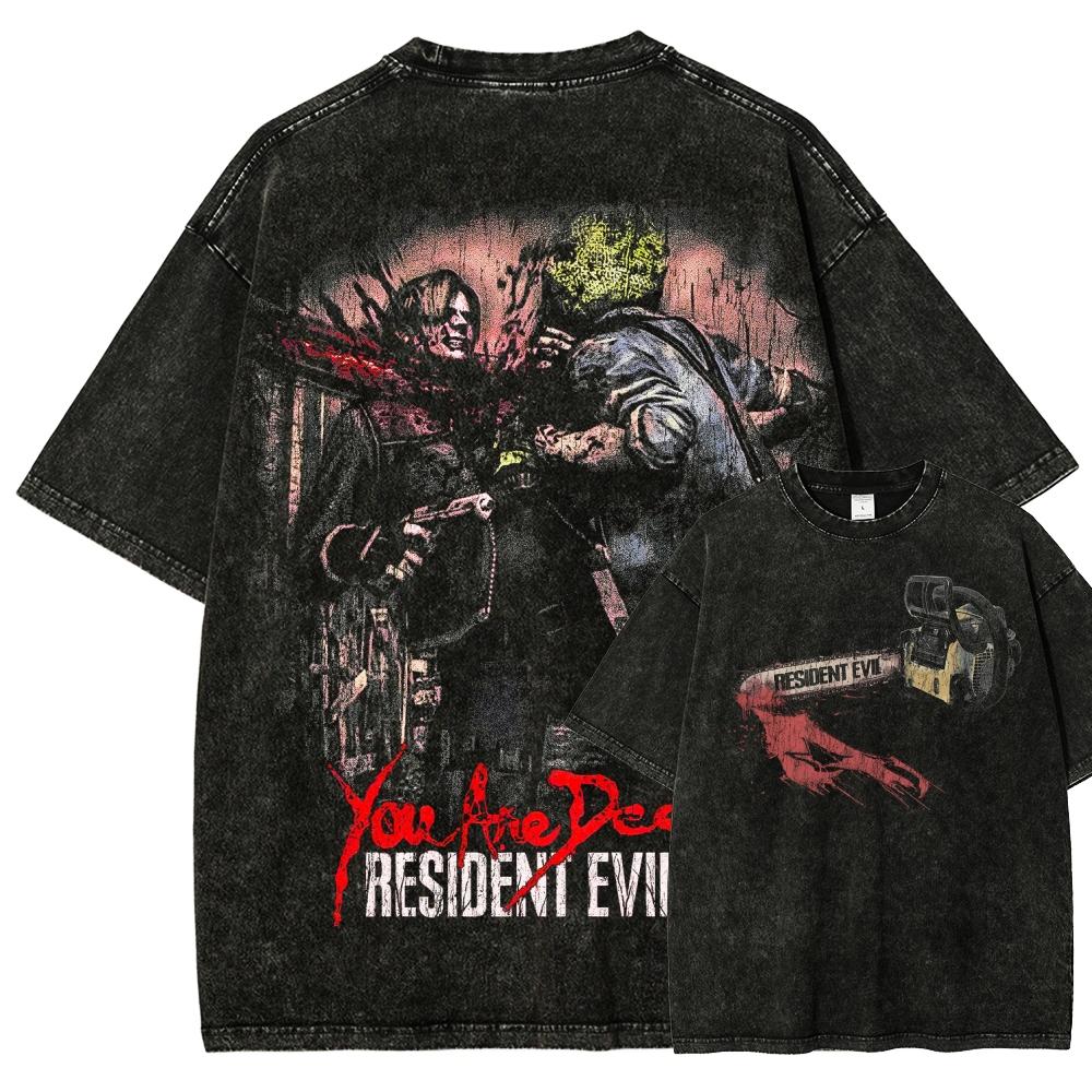 

Любитель аниме Resident Evil Стиранная футболка Одежда на весь год Высокое качество Личность Одежда Большой размер Унисекс Новая модель Парная футболка L