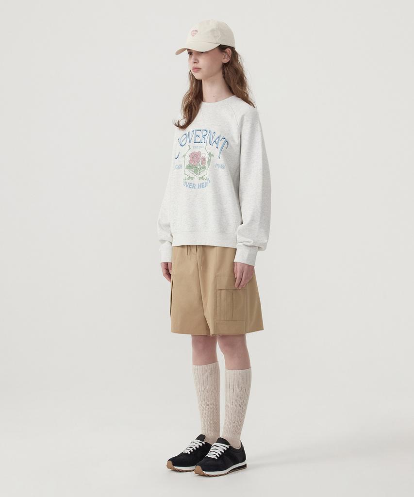COVERNAT WOMAN Vintage Graphic Sweatshirt Oatmeal