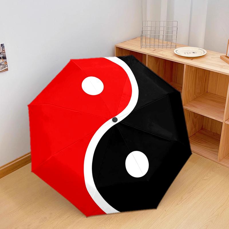 1 st Automatiskt Fällbart Paraply - Yin Yang Svart och Vitt Mönster, Bärbar & Hopfällbar Design med 8 Revben, Julklappar Födelsedagspresenter