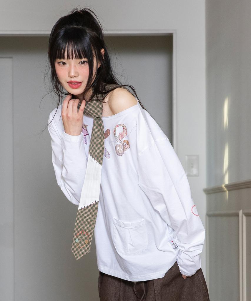 RuNaKi'Hu' Wxt088 Torori One-Shoulder Long Sleeve (White)