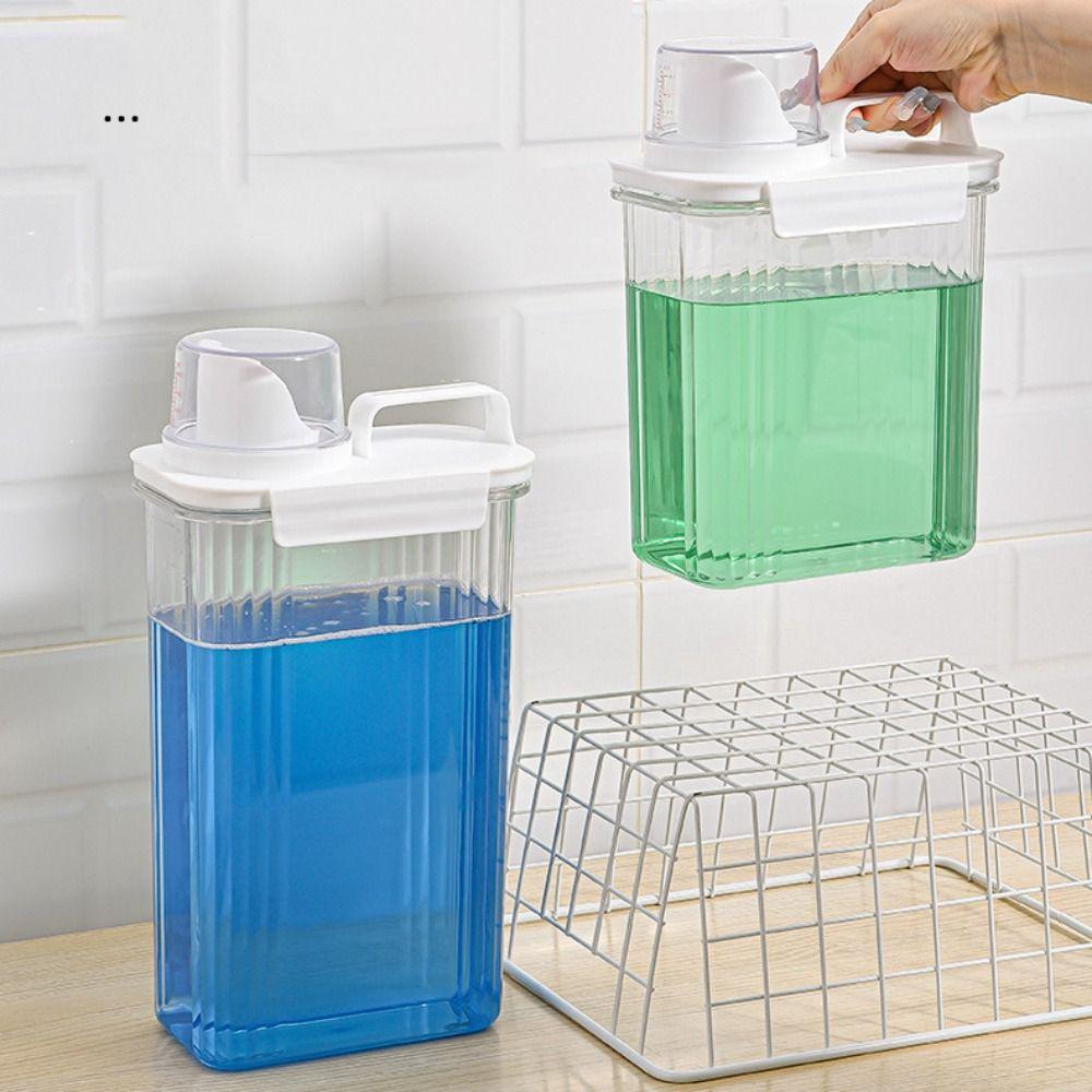 Transparent Laundry Powder Storage Box with Measuring Cup Laundry Room Organization