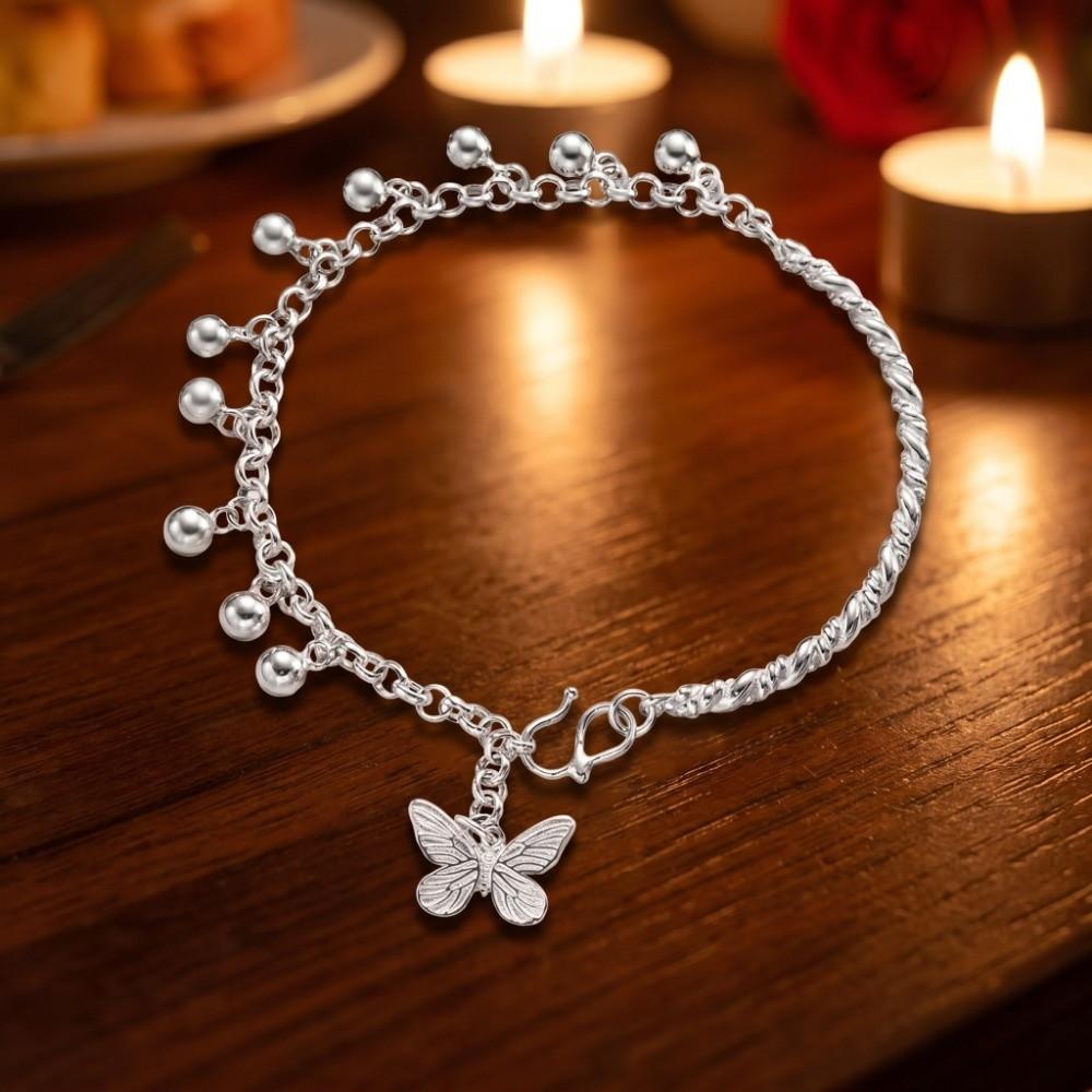 Sweet Beaded Bracelet Zinc Zinc Alloy Simple Bracelet Bangle Butterfly Pendant Bracelet  Daily