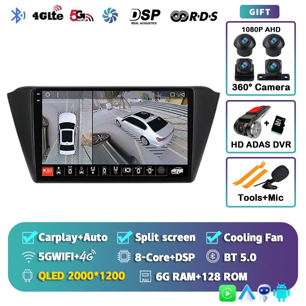 Android 14 Carplay Auto WIFI+4G Car Radio For Skoda Fabia 3 III 2014 2015 2016-2020 Multimedia GPS Player Stereo 2din Head Unit