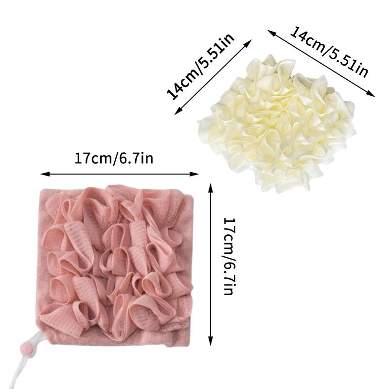 2-In-1 Bath Ball Towel Loofah With Drawstring Closure For Soap Soft Exfoliating Mesh Shower Sponge Skin Care Bathing Tool