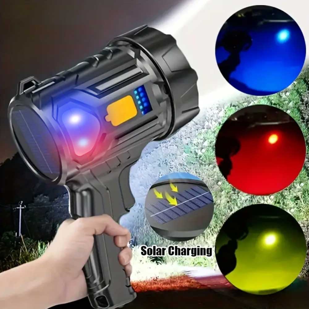 High Power Portable Led Flashlight COB Searchlight Spotlights Solar Panel USB Charging Torch with 1200mAh Lithium Battery