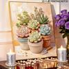 DIY Pearl Painting Canvas Succulents Design Shiny 3D Bead Art Kit Creative Leisure Craft for Living Room Wall Decor