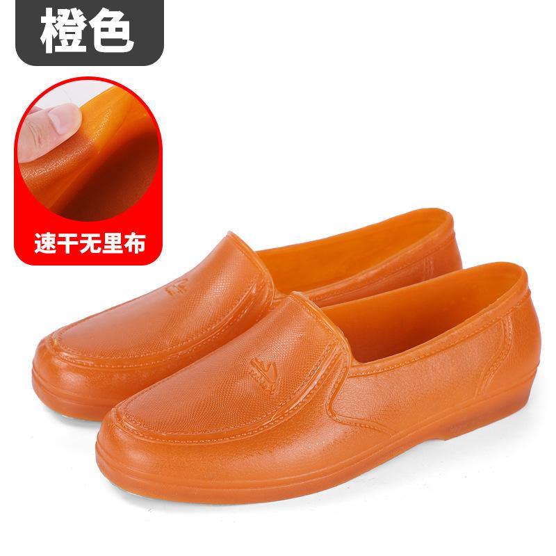 Construction beef tendon guaranteed bottom labor soft rubber waterproof mud shoes non-slip shoes rain shoes low-top quick-drying round head no net