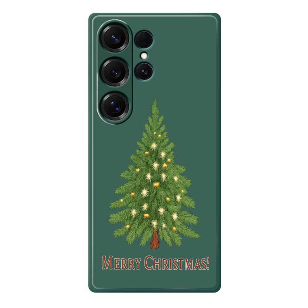 For Samsung Galaxy S25 Ultra Case Christmas Tree Pattern Printing Straight Edge TPU Phone Back Cover