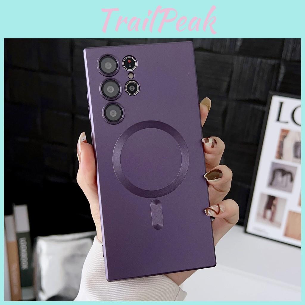 Magnetic Charge Wireless Phone Case With Lens Protection For Samsung Ultra S21