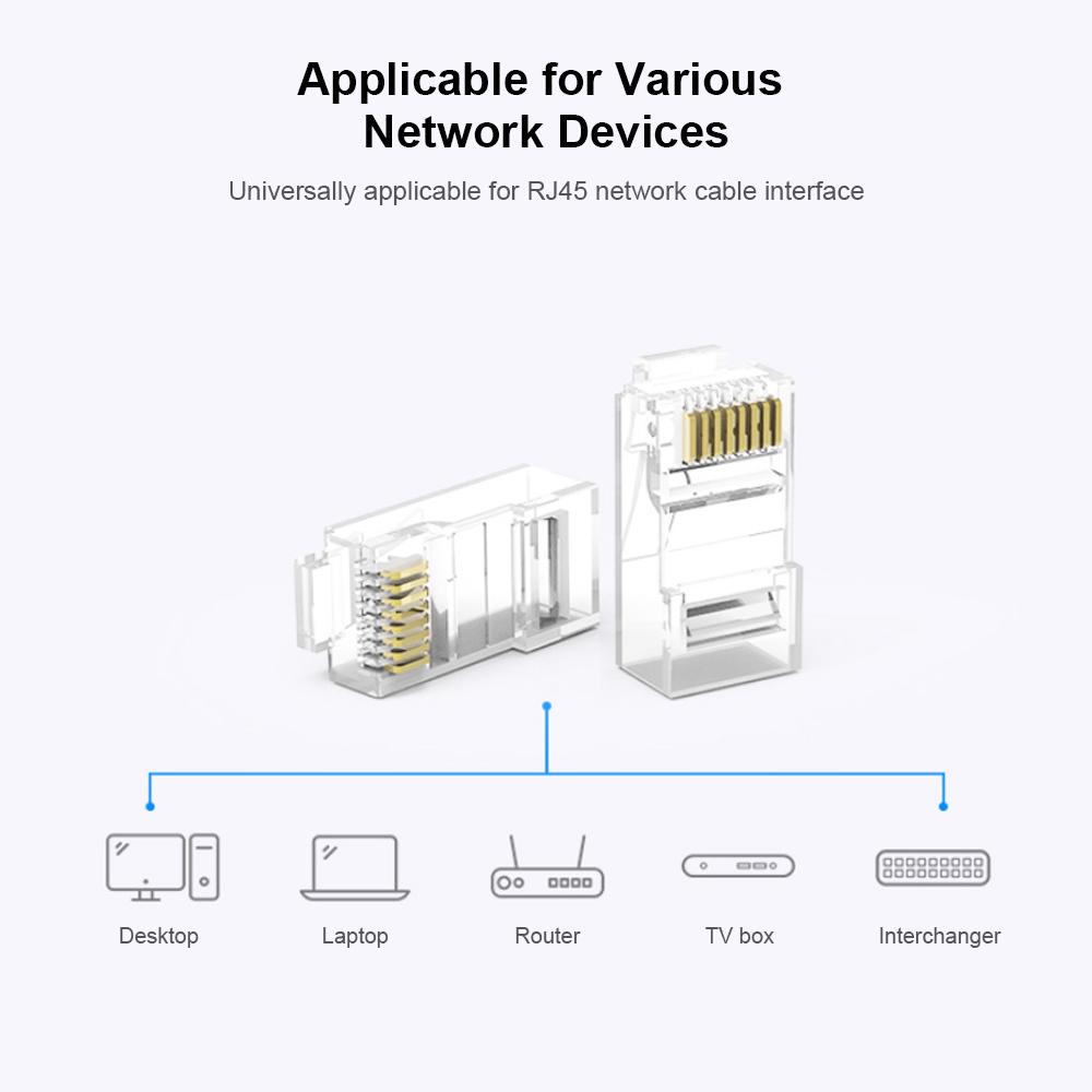 Buy Utp Crystal Head 8p8c GoldPlated Cat5e Connectors Rj45 Ends