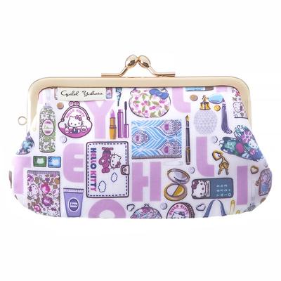 Mini Bolsa com Hello Sanrio Floral Liberty Pequena Cosmética Fofa e Elegante Feita no Japão Fecho, Kitty, Personagens, Estampa, Padrão, Bolsa, Presente,