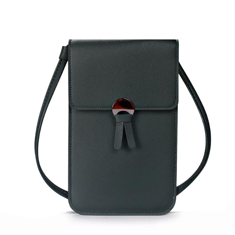 Women Transparent Touch Screen Mini Phone Pouch Shoulder Strap Mobile Bag With Snap Closure