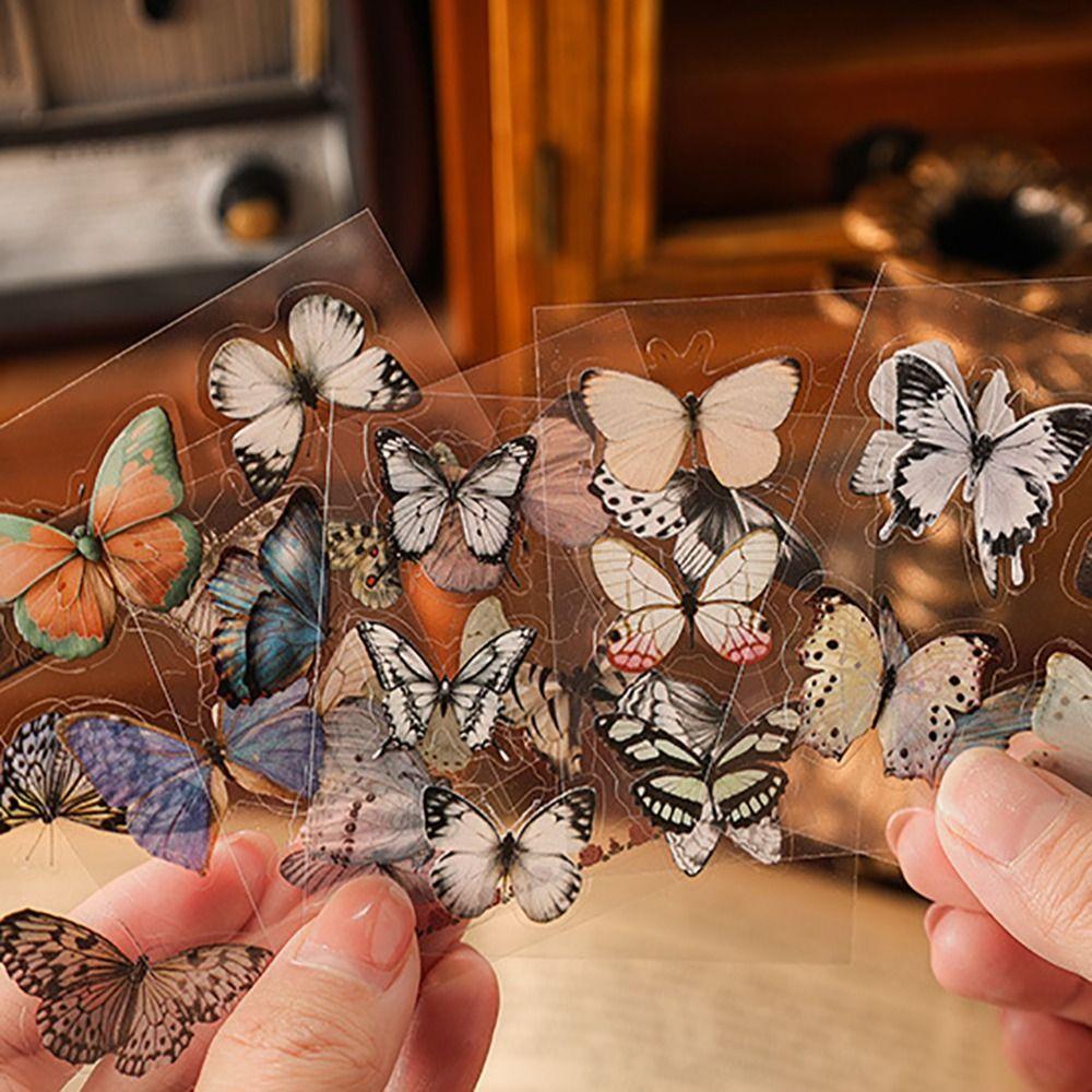 PET Vintage Gift Box Stickers Stationery Cartoon Decorative Stickers DIY Handbook Stickers