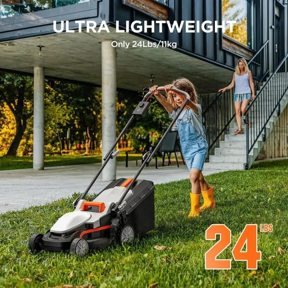 Lawn Mower,13 Inch, U20 Handy+ 20V Electric Lawn Mowers for Garden, 5 Heights Adjustment, Light Weight,4.0Ah Portable Lawn Mower