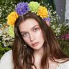 Colorful Headpiece Three-Dimensional Festival Party Headband Flower Crown Headband  Artificial Rose Headband For Wedding