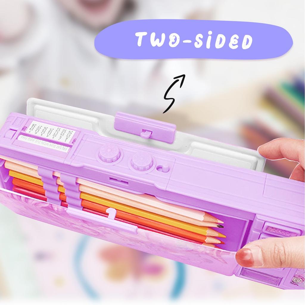 Lilybeauty Pencil Case for Elementary School Girls and Password Pencil Case with Pencil Cute Stationery Boys, Double-Sided Opening, Multifunctional,
