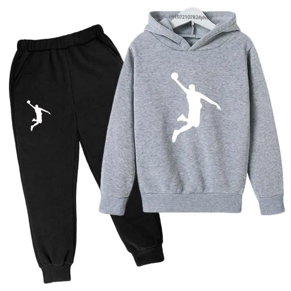 Kids Casual Autumn Spring 2pcs Hoodie+Pants Letter Print Tracksuits 2-13 Years Boys Girls Simple Outfits Children Clothes Sets