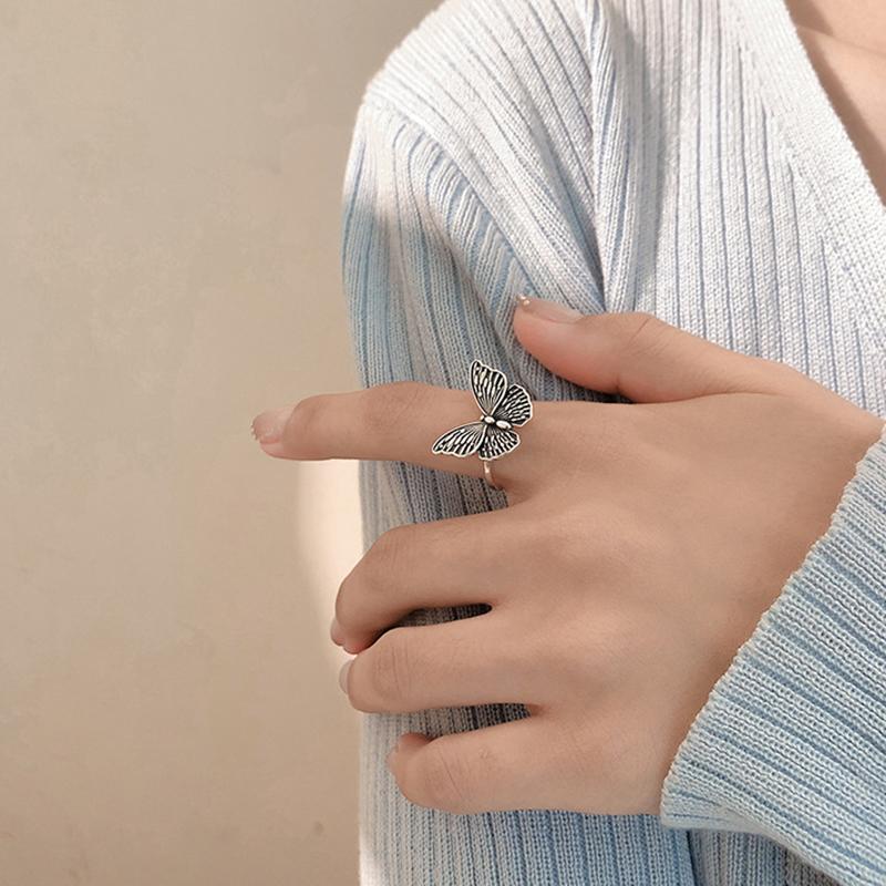 Vintage Butterfly Metal Punk Rings Set for Women Girls Party Jewelry Gifts Fashion Accessories Buckle Female Index Finger Ring