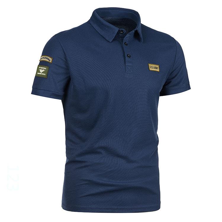 Summer Men's Short Sleeved Polo Shirt Patchwork Casual Lapel Short Sleeved T-shirt