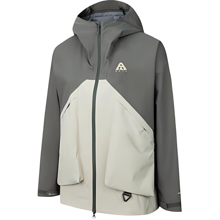 ANTA Women s Color Block Waterproof Hooded Outdoor Jacket Grey Beige 962437602-2 M