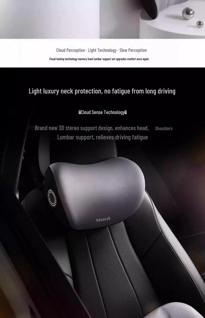 Car Memory Foam Neck & Lumbar Support Pillow Set: Ergonomic Headrest, All-Season Seat Back Cushion