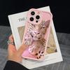 Pink diamond studded tiger pattern phone case suitable for iPhone 17 16 15 14 13 12 11 Pro/Max/Plus anti drop and shockproof