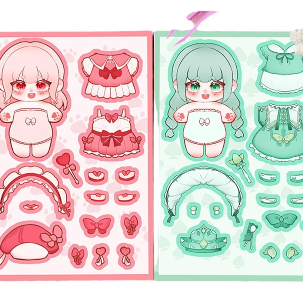 8 Cotton Doll Dress Up Character Stickers DIY Hand Account Small Card Mobile Phone Case Decoration Korean Ins