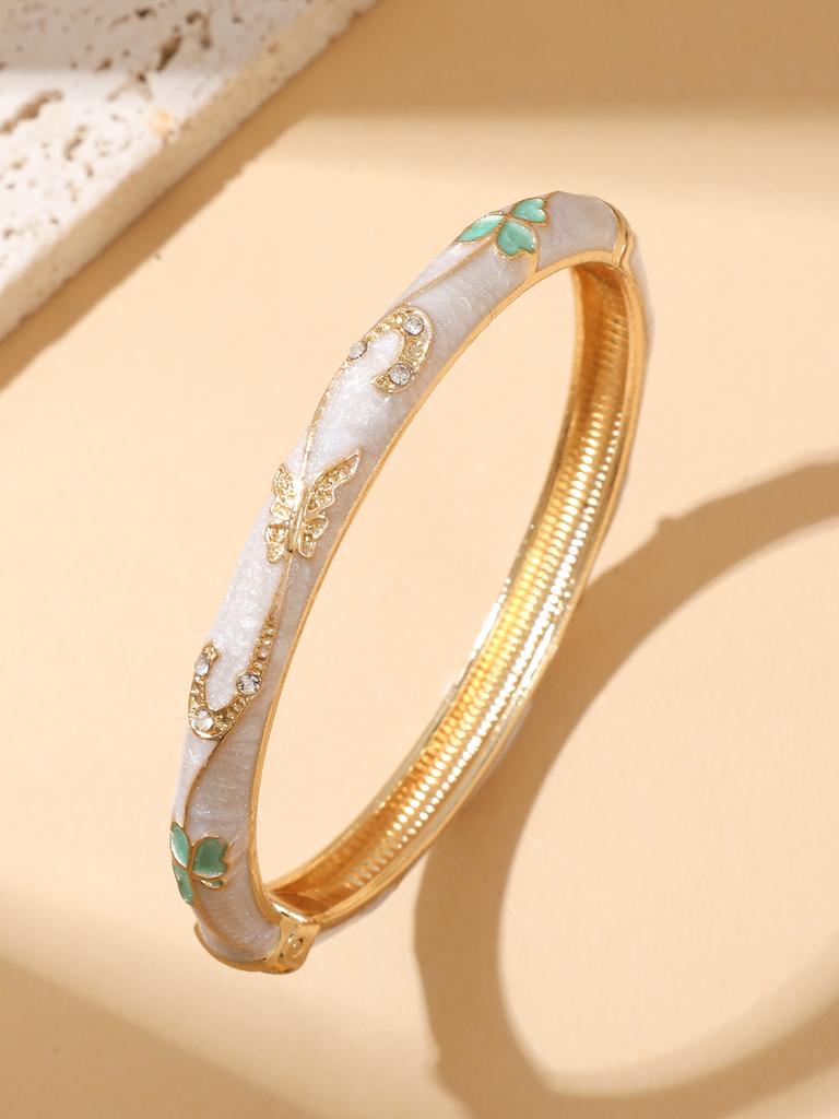 FTCY Colorful Enamel Flower Bangles For Women Enamel Dropped Glaze Floral Zircon Bangle Luxury Jewelry Gifts