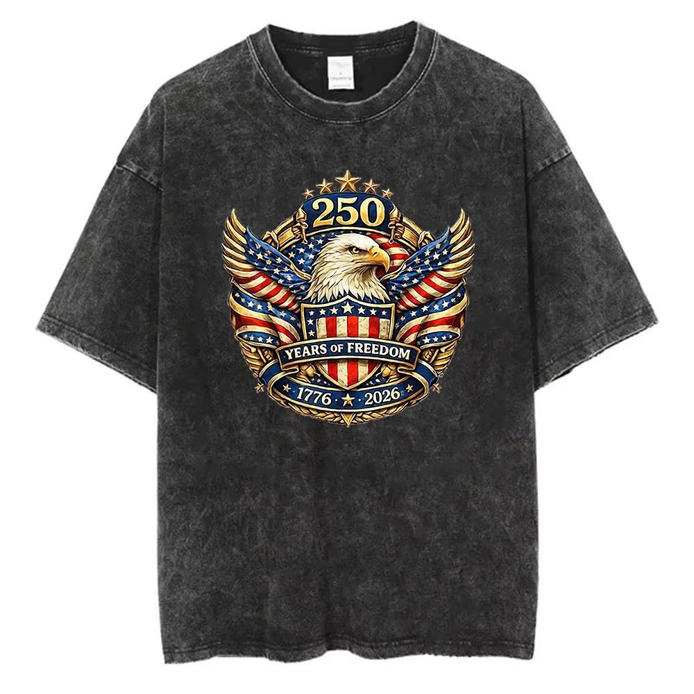 

American Eagle Flag Patriotic T Shirt Loose Fit Cotton Vintage Wash Short Sleeve Tops Stylish Casual Tee for Unisex Women S