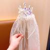 Sweet Princess Crown Veil Pink White Hair Accessories New Sparkly Tulle Headbands  Girl