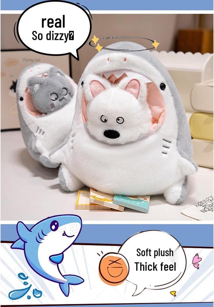 Cute Shark Transformation Plush Figurines - Net Celebrity Series Animal Dolls, Perfect for Qixi Birthday Gifts