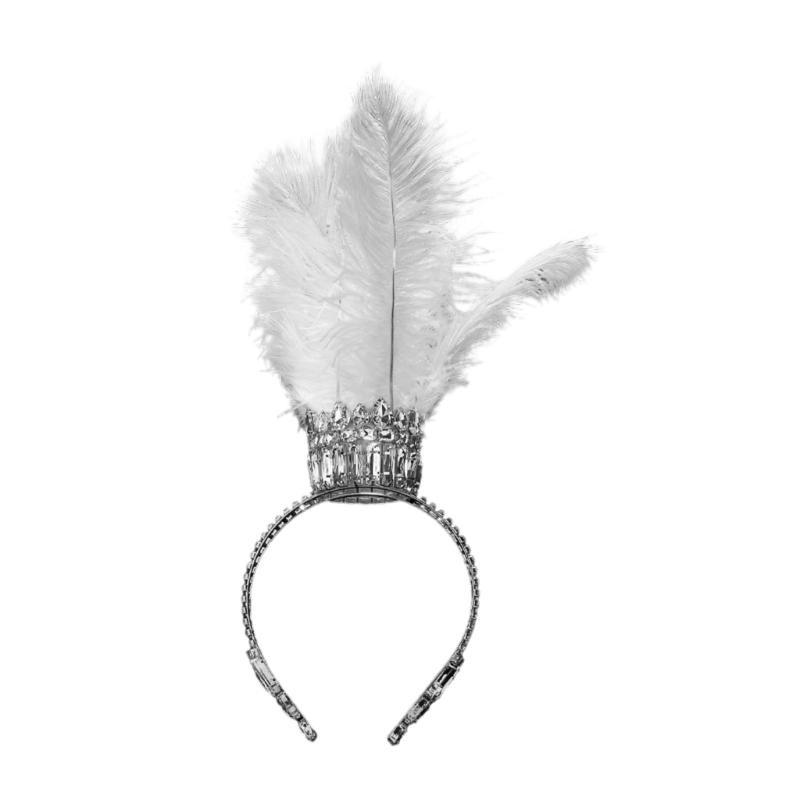 Luxurious Feathered Crown Headband With Rhinestones For Carnivals Parties And Special Occasion Women Costume Props
