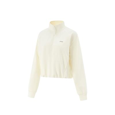 Li Ning Série Fitness Moletom Simples de Cor Sólida com Zíper e Gola Alta Feminino AWDV506-1