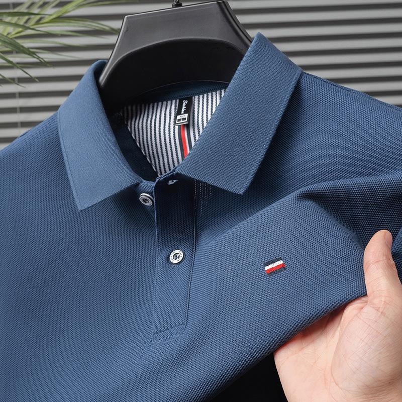 Haut à Manches Courtes Vert Moyen pour Homme à Revers Respirant Léger Business Décontracté Polo