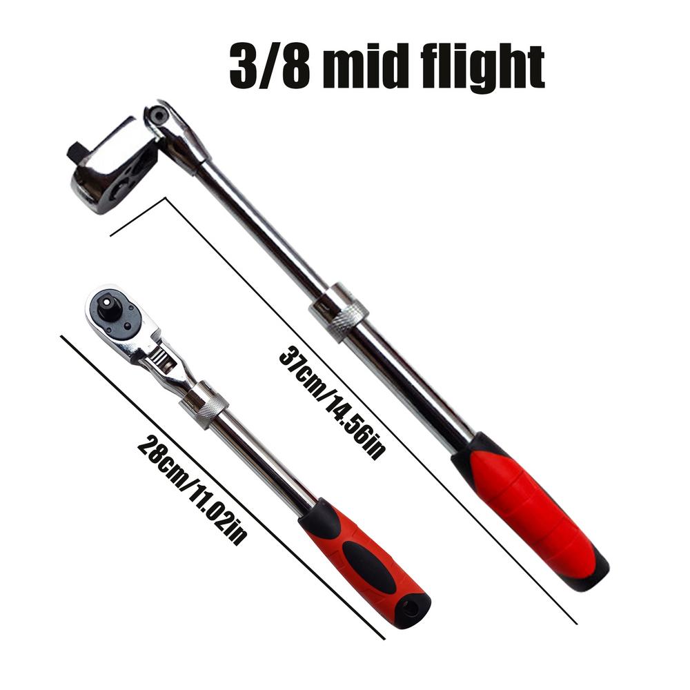 1/2 3/8 1/4 Movable Head Long Handle Ratchet Two-way Extendable Ratchet Socket Wrench Combination Wrench For Repair Depot