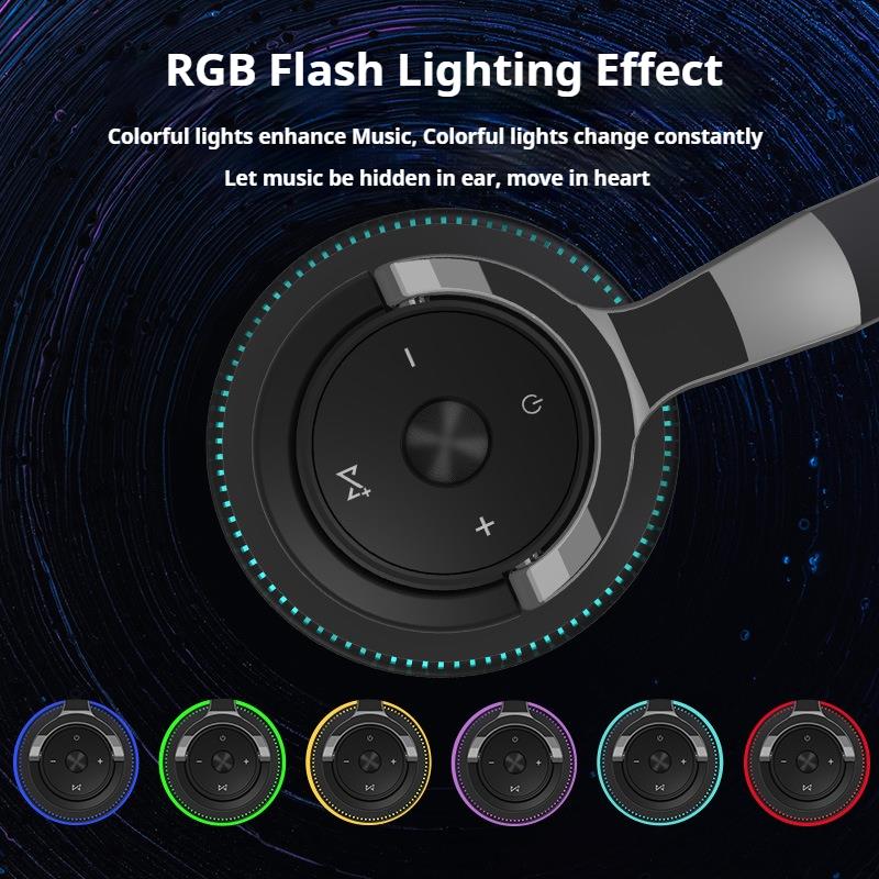 Super Bass Gaming Headsets RGB Lights Effect Wireless Bluetooth Headphones HIFI Sound Noise Reduction Gamer Earphones In HD Mic
