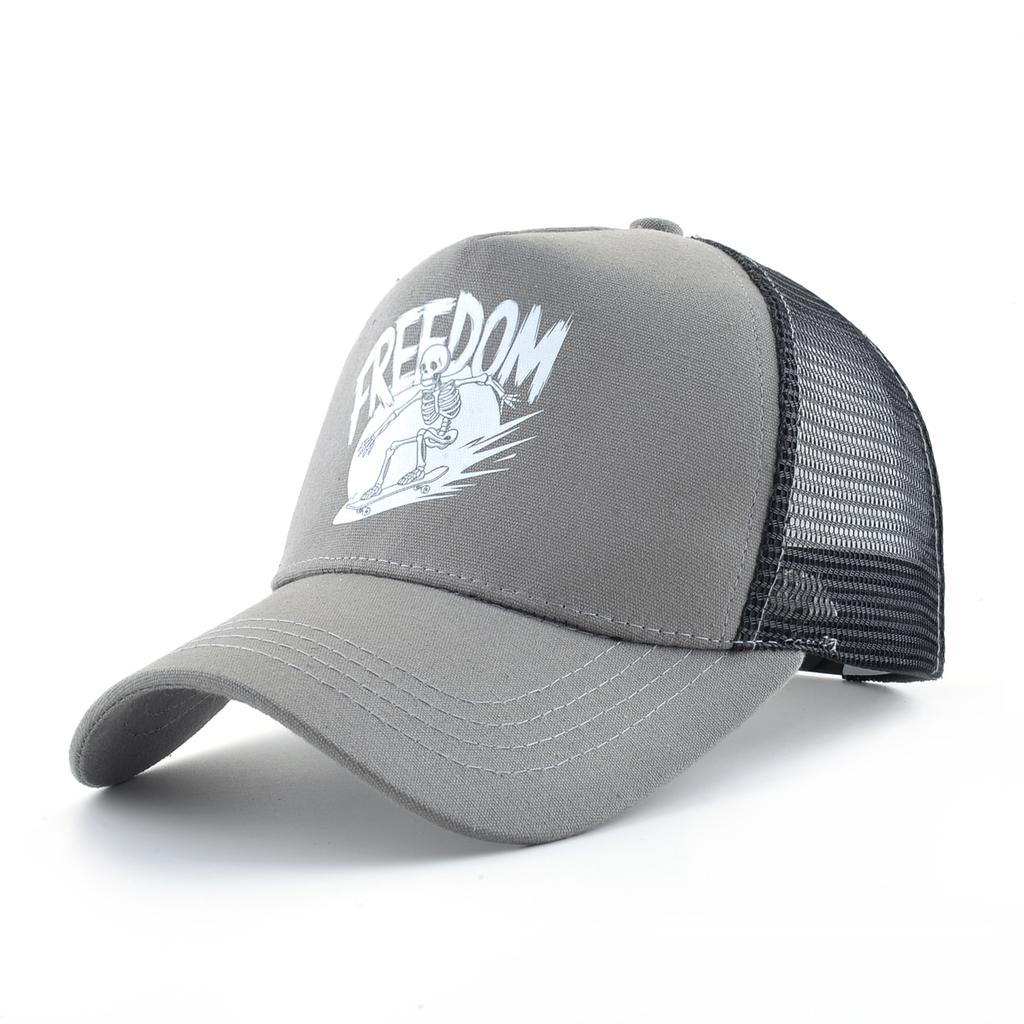 Summer Baseball Cap Outdoor Breathable Mesh Trucker Cap Men Women Printing Skull Snapback Hip Hop Caps Adjustable Visor Cap