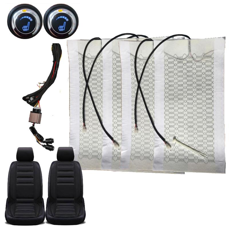 12V Universal Car Covers 2 Seats 4 Pads Carbon Fiber Heated Seat Heater heating 6 Level Switch Winter Warmer