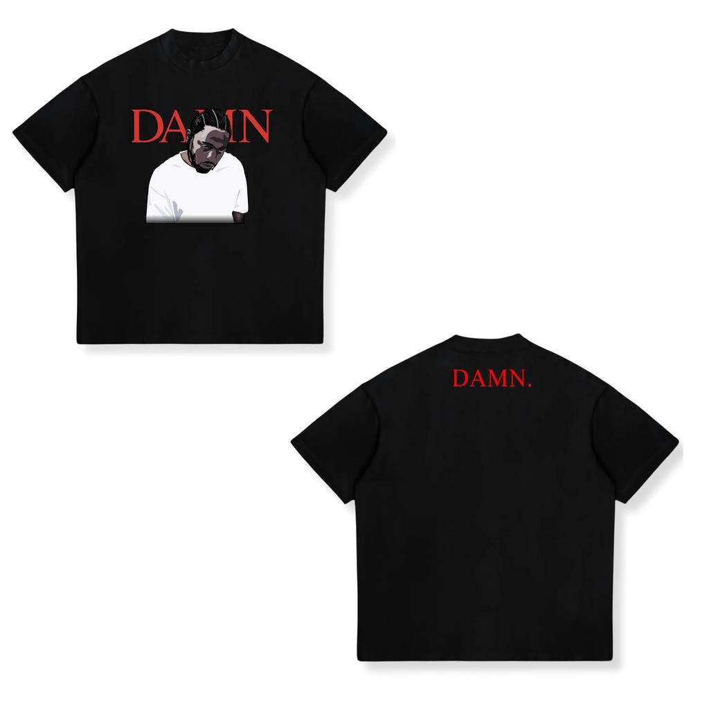 T-shirt Kendrick Lamar DAMN Mêmes Graphismes Été Unisexe Mode Femme Hip Hop T-shirts Oversize Unisexe Vintage Coton