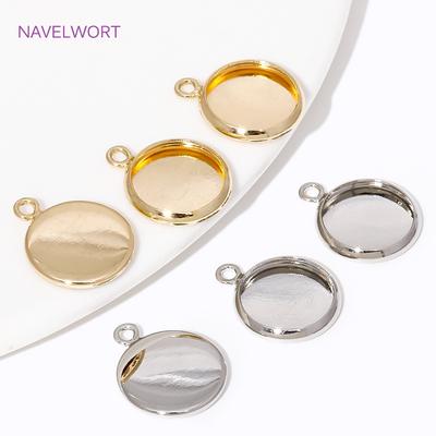 6/8/10mm 14K Gold Plated Cabochon Rohling Tablett Anhänger Verbindungsstücke Für DIY Armbänder Halsketten Schmuckherstellung Zubehör Zubehör