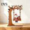 Artisanal Wood Christmas Decor Wooden Swing Ornament with Santa Claus/Bear for Christmas, Tabletop Rustic Home Accents Claus Figurine Living