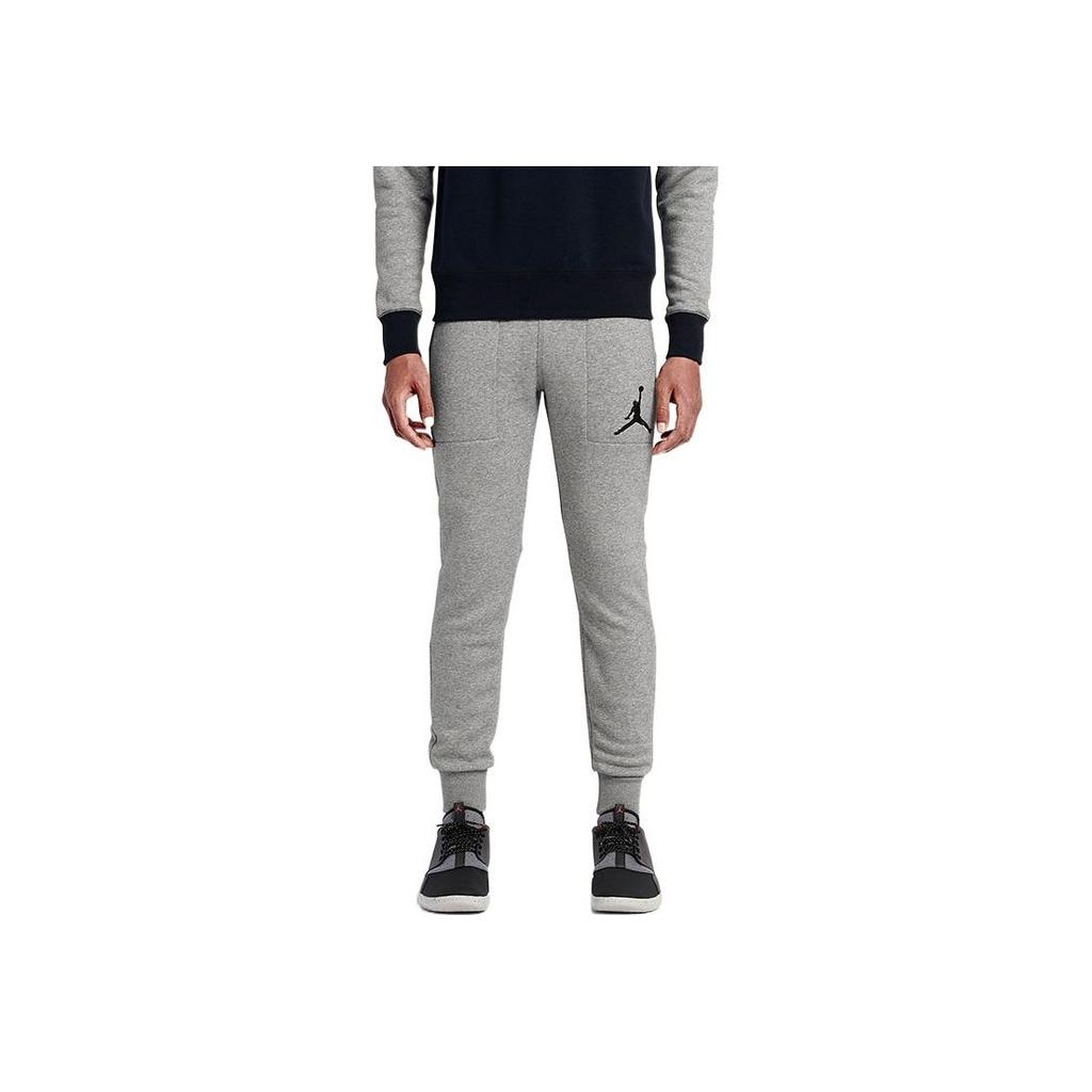 Jordan Solid Logo Embroidered Cuffed Sweatpants Men bottoms Gray 696205-063