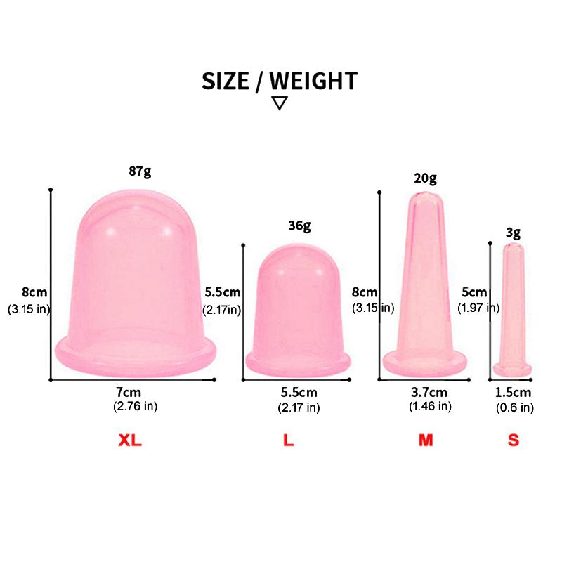 For Face Neck Massage Anti Cellulite Suction Cup 4x Silicone Vacuum Cupping Cans