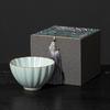 Ru Kiln Crackled Ceramic Gongfu Tea Tasting Cup - Cultivable Master Cup in Gift Box Packaging.