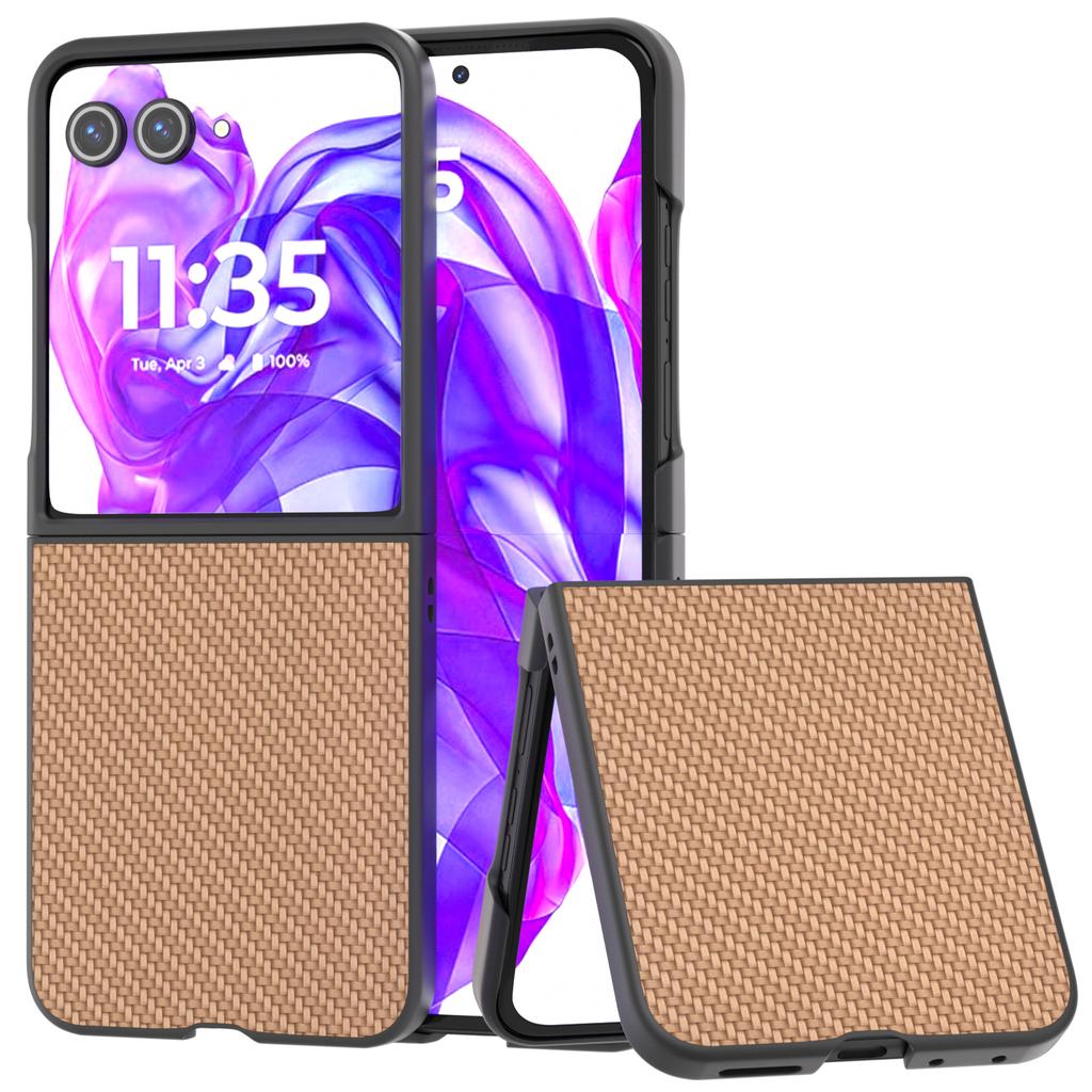 For Motorola Razr 50 Ultra 5G Phone Case Carbon Fiber Texture PU+PC Cover