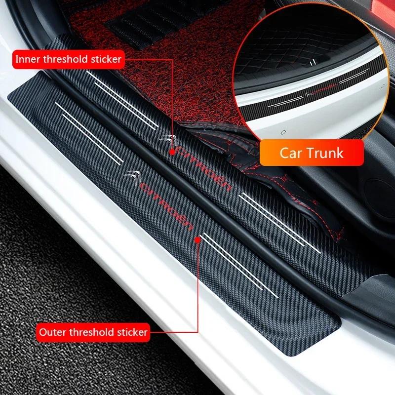 Carbon Fiber Car Door Sill Protector Sticker for Citroen C5 C3 C4 Picasso Sega C-Elysee Berlingo Xsara XR Aircross Anti-Scratch