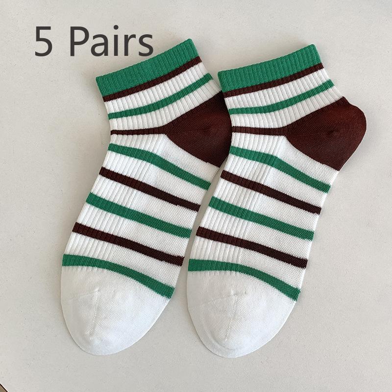 

5 пар женских новых полосатых дышащих спортивных носков-труб 5 Pairs