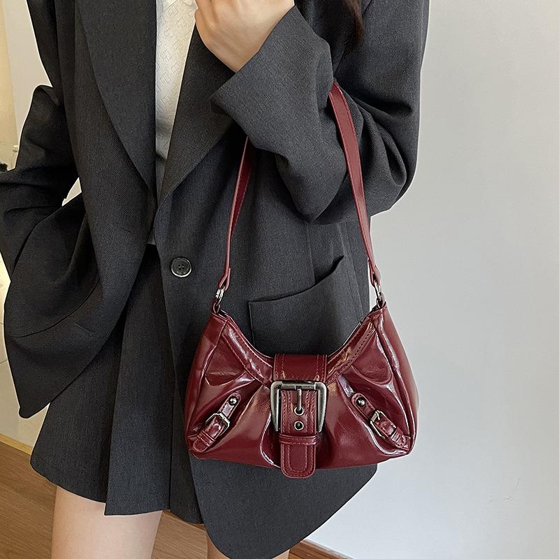 Y2k Mode Uni Farbe Vielseitige Damen Tasche, 2026 Neuer Maillard Stil Unterarmtasche, Retro Stil Vintage Leder Umhängetaschen