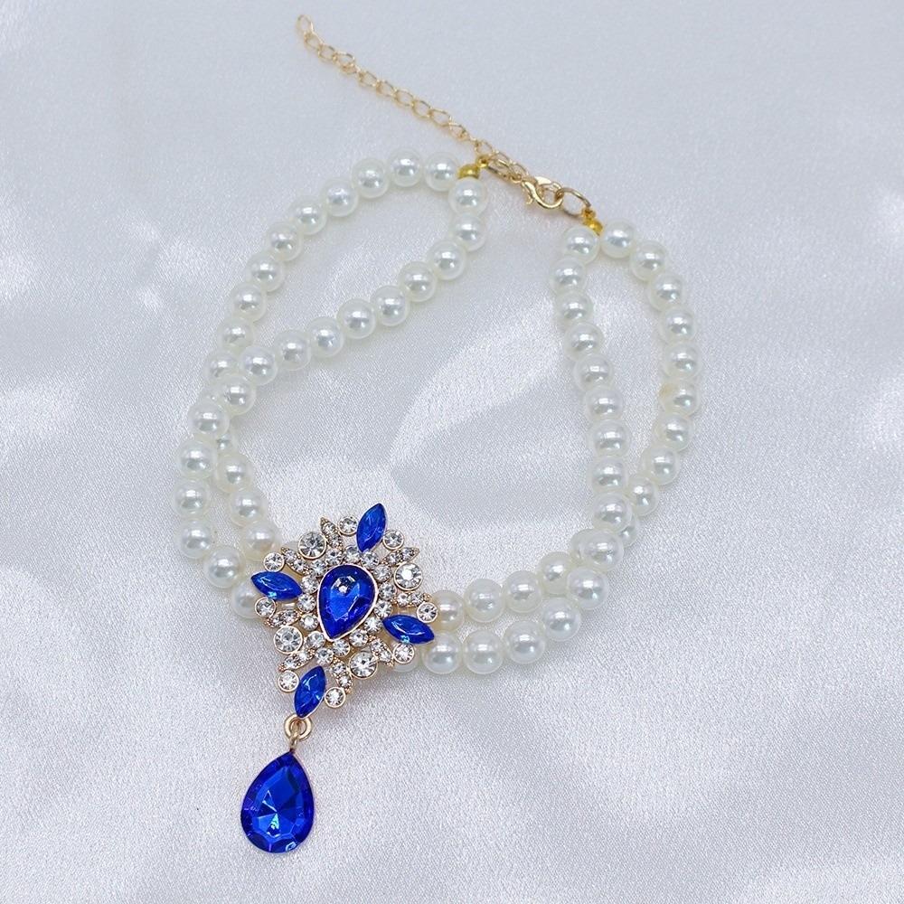 

Double Layer Pet Pearl Necklace Vintage Cat Neck Chain Elegant Pet Pearl Collar Pet Show XS