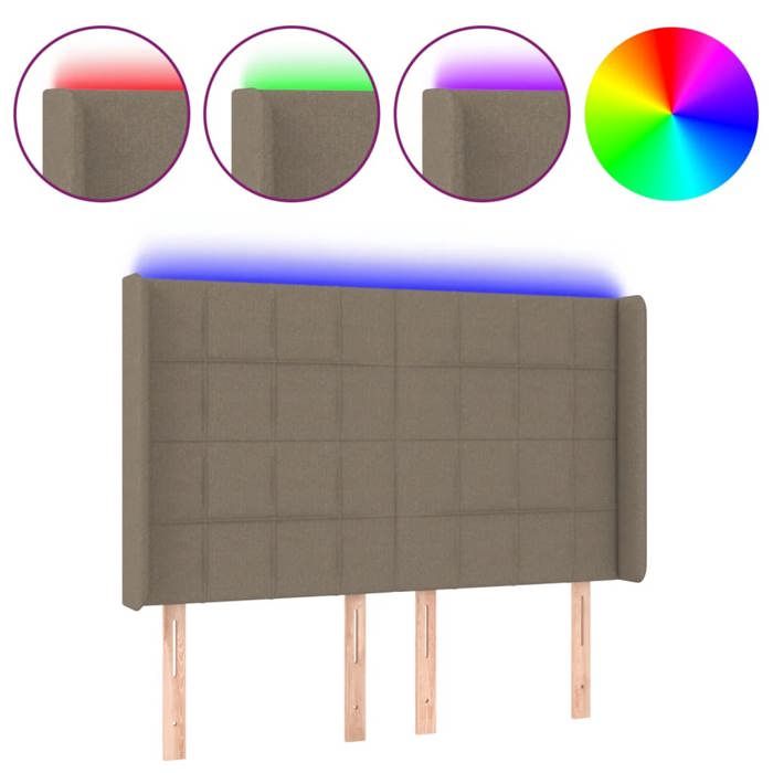 VidaXL Tête de Lit à LED Meuble de Chambre à Coucher Accessoire de Lit Double Tête de Cadre de Lit Intérieur Taupe 3124050